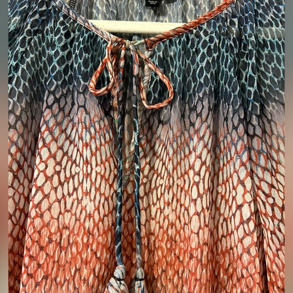 Liverpool Ombré Snake Print Sheer Mesh Oversized Pesant Blouse Top Small - Picture 3 of 10